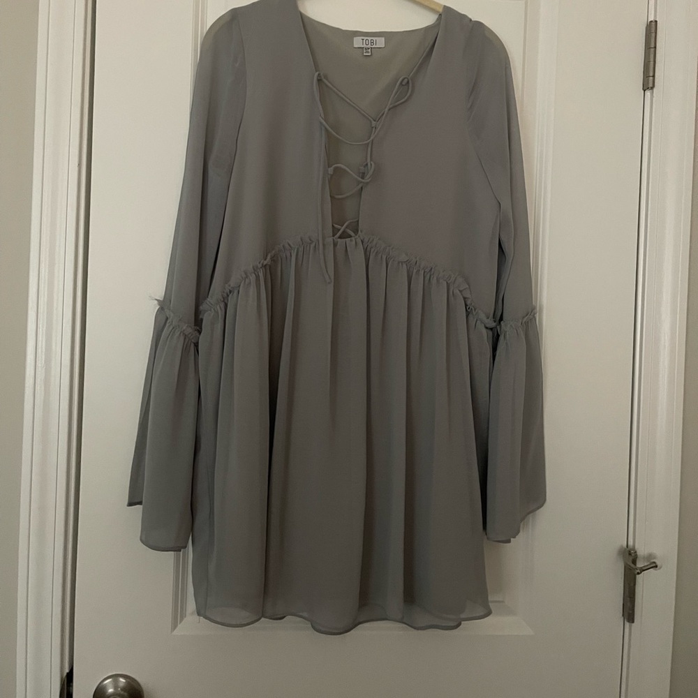 Tobi Long Sleeve Dress Size S Dusty Blue